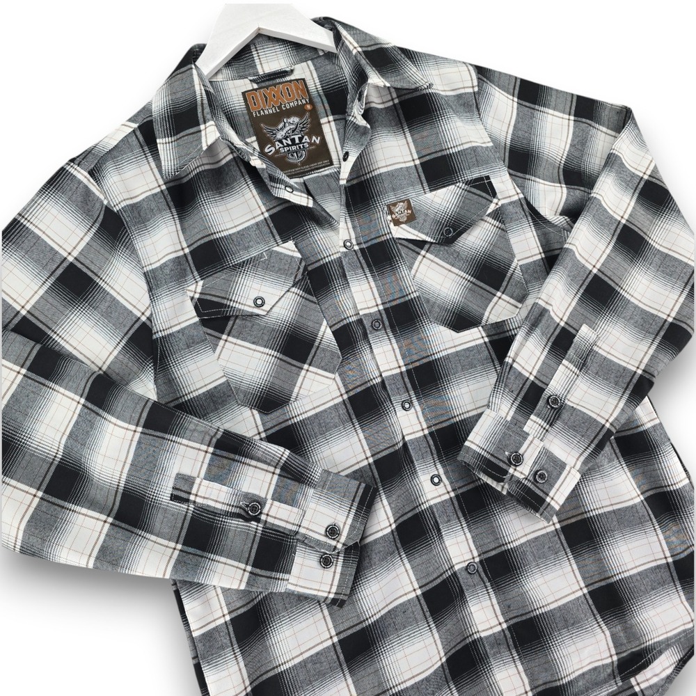 Dixxon Flannel Co x SanTan Spirits Mens Medium Plaid L/S Snap Button Up Shirt